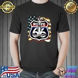 American Flag Route 66 American Legend Motorbike T-Shirt