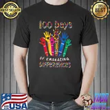 Autism Awareness Embrace Differences 100 Days Of School Colors Crayons T-Shirt