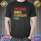 Awesome Since February 1982 41st Birthday Retro 41 Years Old T-Shirt