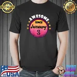 Awesome Since January 3 Birthday 3rd January Vintage Stars T-Shirt