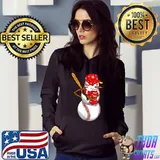 Baseball Snowman Snow Balls Christmas Family Matching Pjs T-Shirt Hoodie