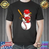 Baseball Snowman Snow Balls Christmas Family Matching Pjs T-Shirt