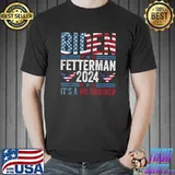 Biden Fetterman 2024 It's A No Brainer Eagles American Flag T-Shirt