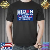 Biden Fetterman 2024 It's A No Brainer Political Humor Red Stars T-Shirt