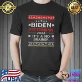 Biden Fetterman 2024 It's A No Brainer Ugly Christmas Donkey Stars T-Shirt