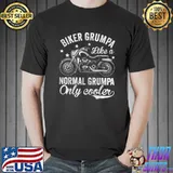 Biker Grumpa Like A Normal Grumpa Only Cooler Motorcycle For Men Bike Riders T-Shirt