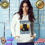 Bourbon Goes In Wisdom Comes Out Black Cat Vintage Bourbon Drinking Lover T-Shirt Hoodie