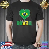 Brasil Design Brazilian Soccer Jerseys Brazil Soccer Heart Heartbeat T-Shirt