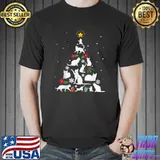 Cat Christmas Tree Lights Santa Kitten Led Light T-Shirt