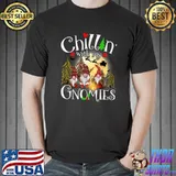 Chillin With My Gnomies Christmas Red Gnomes Moon Plaid Buffalo T-Shirt