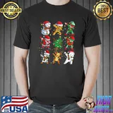 Christmas Dabbing Santa Elf Friends Bear Santa Hat Lights Xmas T-Shirt