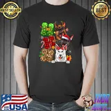 Christmas Ho Ho Ho German Shepherd Dog Red Green Plaid And Leopard T-Shirt