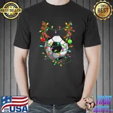 Christmas Reindeer Soccer Lights Christmas Family Pajamas T-Shirt