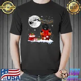 Christmas Tree Lights Moon Pajama Dog Lover Xmas T-Shirt