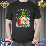 Christmas Tree With Poodle Dog Gifts Lights Xmas Dog Lover Fur Parents T-Shirt