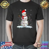 Christmas Volleyball Snowman Santa Xmas Lights T-Shirt