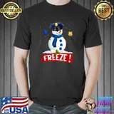 Cop Snowman Freeze Police Christmas Party Xmas T-Shirt