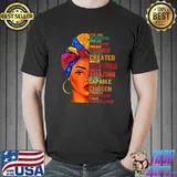 Created Strong Capable Chosen Black Queen Lady Curly Natural Afro American History Month T-Shirt