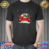 Cute Jack Russell Ride Red Truck Christmas Truck Dog Lover Xmas T-Shirt