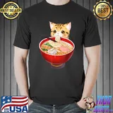 Cute Ramen Cat Kawaii Neko Anime Japanese Noodles Otaku T-Shirt