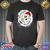 Dead Inside But Jolly AF Skull Wear Santa Hat Coffee Christmas Grunge T-Shirt