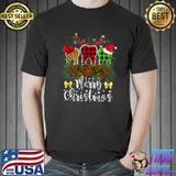 Dentist Merry Christmas Leopard Plaid Tooths Dental Costume T-Shirt