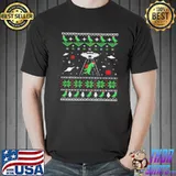 Dinosaur ugly christmas alien ufo trex classic shirt