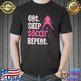 Eat Sleep Soccer Repeat Retro Soccer Graphic T-Shirt