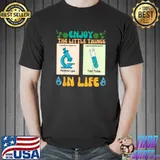 Enjoy The Little Things In Life Test Tube Microscope Biology Nerd Science T-Shirt