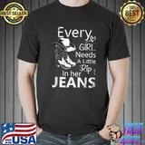 Every Girl Needs A Little Rip In Her Jeans Heart Shose Hat Cowboy T-Shirt