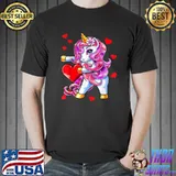 Flossing Unicorn Heart Valentines Day Rainbow T-Shirt