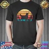 Golden Retriever Dog Puppy Lover Retro Sunset T-Shirt
