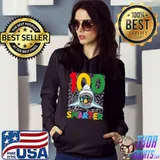 Happy 100th Day Of School Shark Lover 100 Days Smarter T-Shirt Hoodie