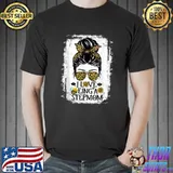 I Love Being A Stepmom Rosie Honey Bee Step Messy Bun Leopard Bee And Sunglasses T-Shirt