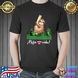 I Pura Love Vida Sloth Tree Heart Flag T-Shirt