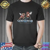 Ilustrated combat Thor and kratos comic style god of war ragnarok shirt