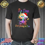 It's Fine I'm Fine Everything IS Fine Light Cat Christmas Shirt