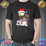 Jersey Soccer Snowman Dabbing Santa Hat Christmas American Flag Football Soccer T-Shirt