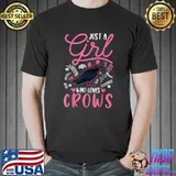 Just A Girl Who Loves Crows Raven Girl Hearts Flowers T-Shirt