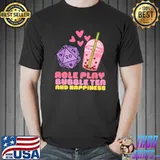 Kawaii Role Playing Bubble Tea And Happiness 20 Sided Dice Hearts T-Shirt