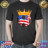 King Soccer American Flag Crown Sport Lover T-Shirt