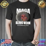 Maga Blood Red Moon Red Wave Proud Americans November 2022 Skull T-Shirt