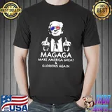 Magaga Make America Great And Glorious Again Trump President Sunglasses Usa Flag Middle Finger T-Shirt