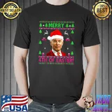 Merry 4th Of Easter Joe Biden Wear Santa Hat Christmas Ugly Sweater T-Shirt