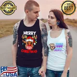Merry Christmas 2022 Santa Reindeer Face Mask Xmas Lights T-Shirt Tank Top
