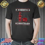 Merry Christmas Construction Worker Red Plaid Ugly Sweater Party T-Shirt