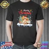 Merry Christmas English Setter Dog Santa Hat Snow Xmas T-Shirt