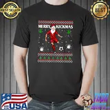 Merry Kickmas Soccer Lover Football Santa Clause Player Christmas T-Shirt
