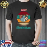 Merry slothmas vintage sunset sloth merry christmas T-Shirt