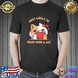 Most Likely To Bring Home A Cat Cute Cat Lovers Hearts Red Christmas T-Shirt